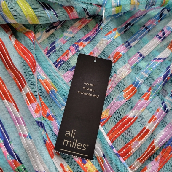 Ali Miles Size PL Sheer Mesh Front Zip Jacket Abstract Multi Color Design - Picture 11 of 12